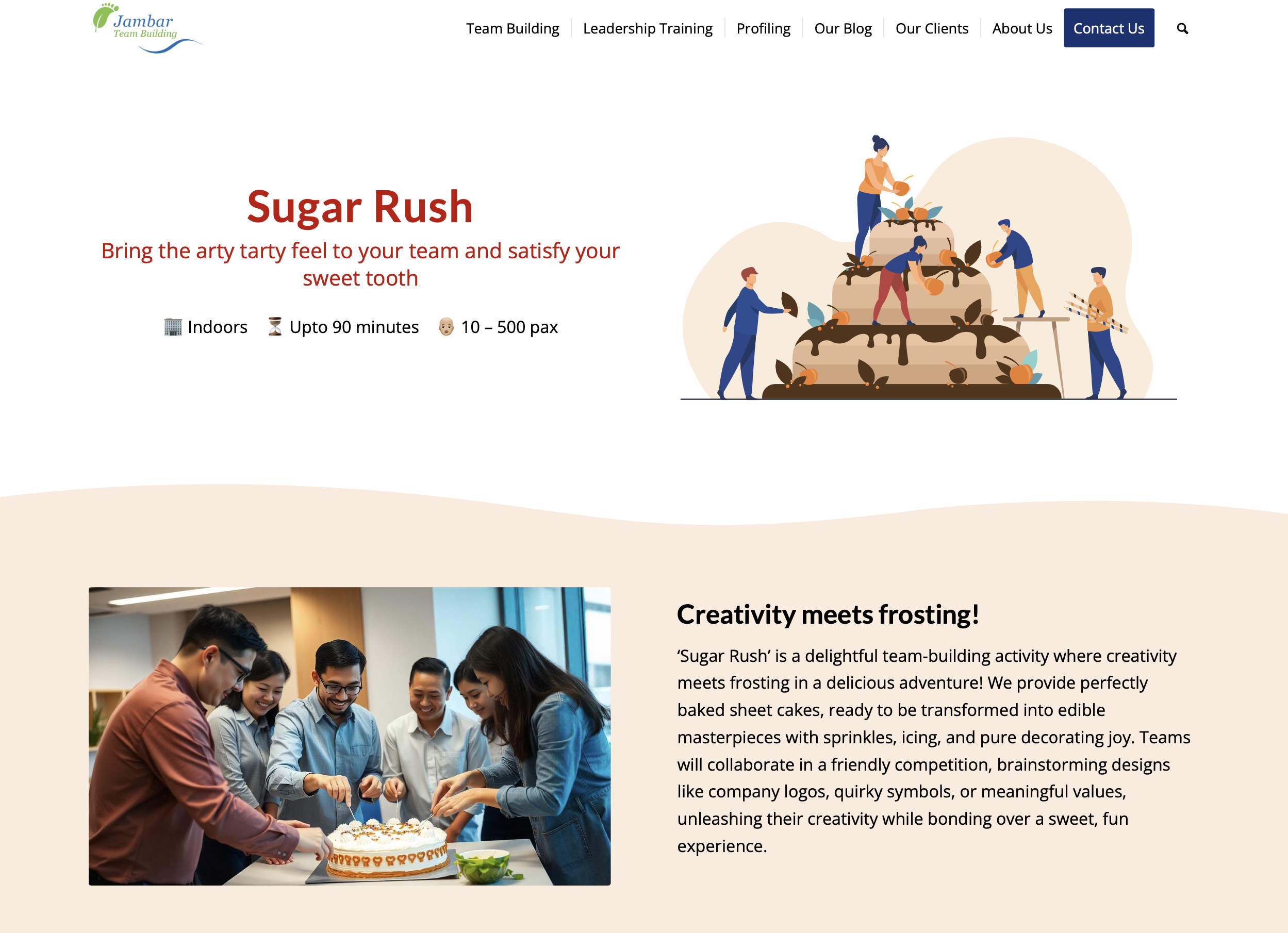 Above the fold screenshot of the Sugar Rush landing page