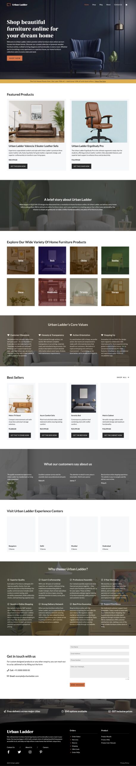 Urban Ladder website revamp full page screenshot