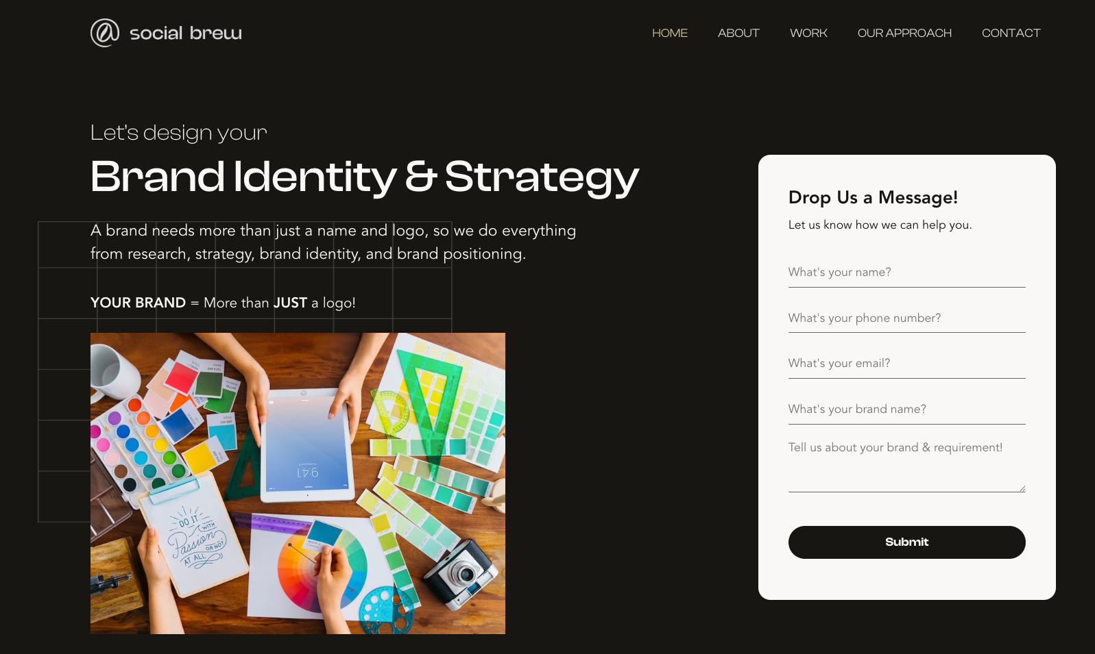 Social Brew Landing Page Hero section Screenshot