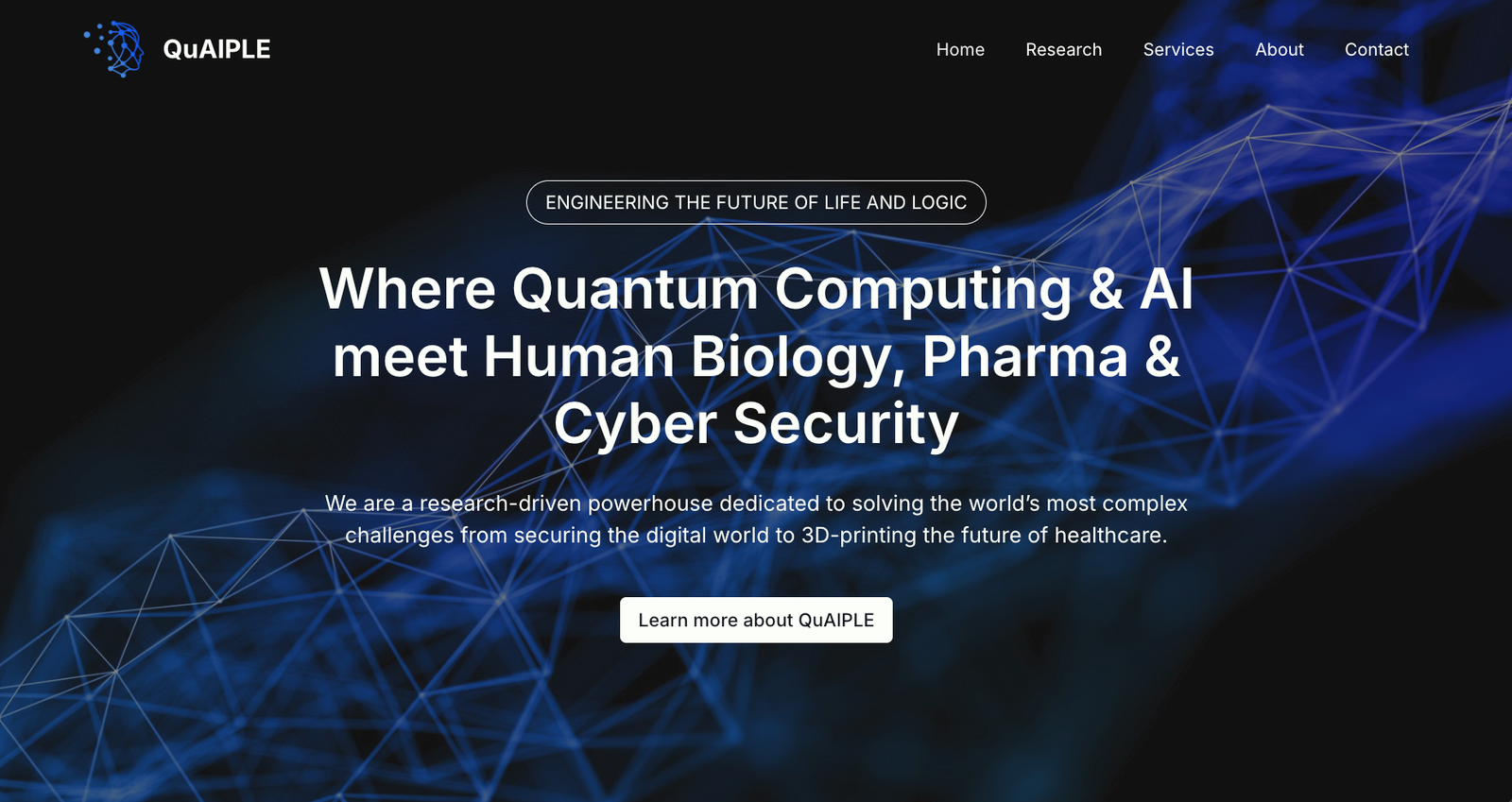 A screenshot of the hero section of the home page of QuAIPLE