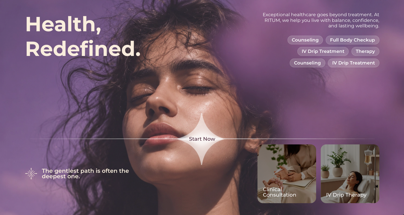 A screenshot of Ritum's website home page above the fold section